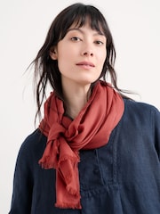 Seasalt Cornwall Orange Vitality Cotton Blend Scarf - Image 3 of 6