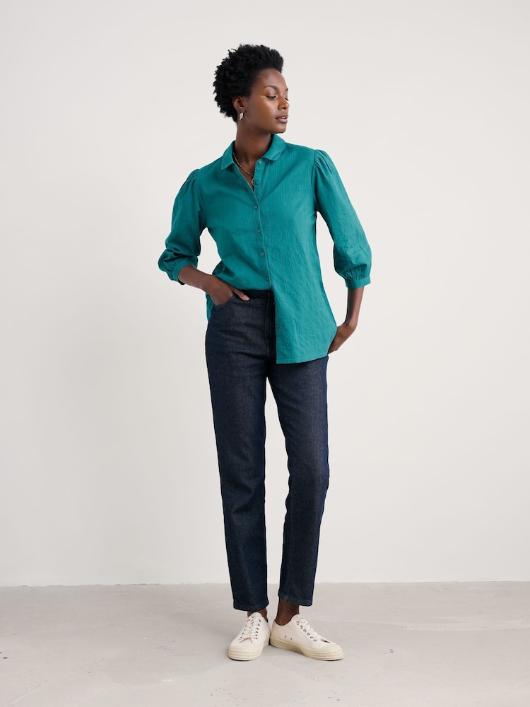Seasalt Cornwall Green Hope Cottage Cotton Check Blouse - Image 1 of 5