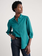 Seasalt Cornwall Green Hope Cottage Cotton Check Blouse - Image 3 of 5