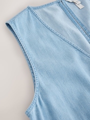 Ξεβαμμένο μπλε - N. Premium Μακρύ φόρεμα παραλίας με V λαιμόκοψη και κεντημένες λεπτομέρειες - Εικόνα 7 από 7