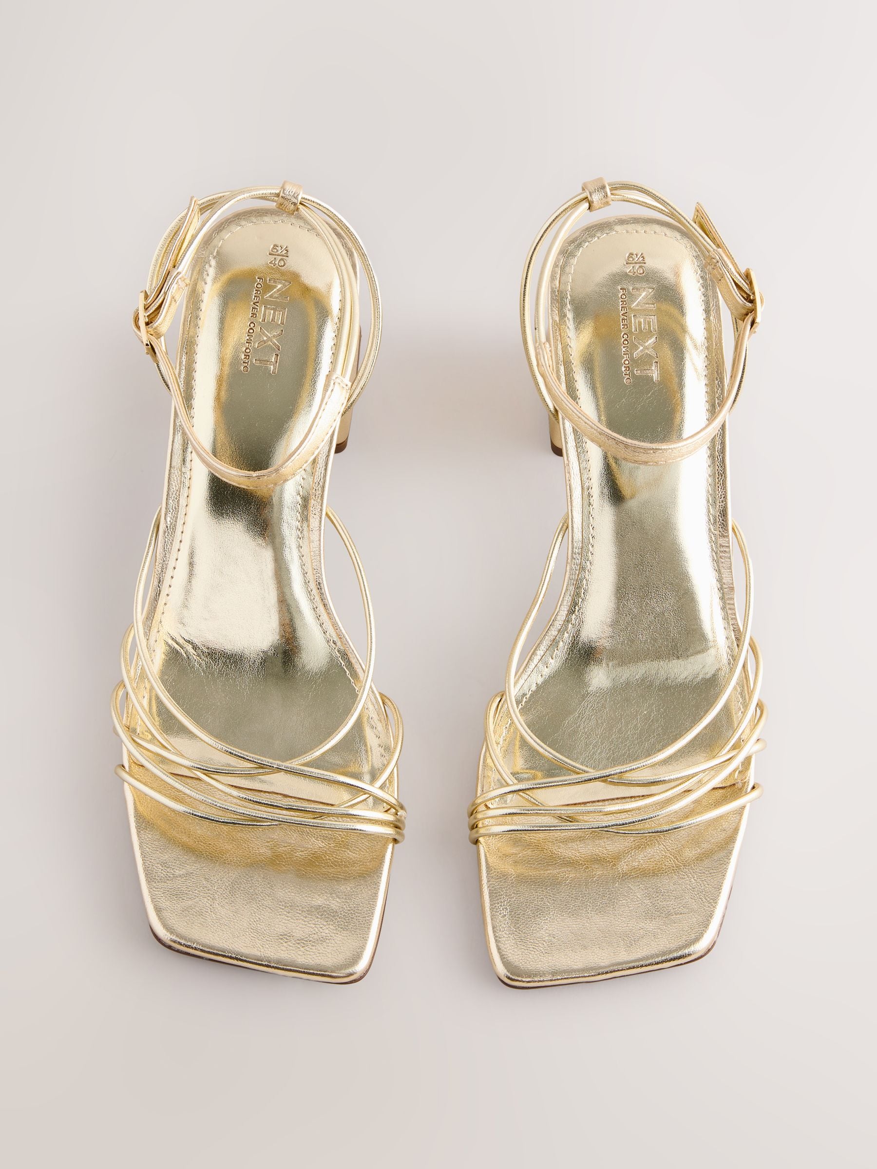 Buy Gold Forever Comfort® Strappy Mid Block Sandals from Next