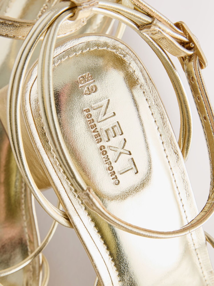 Gold Forever Comfort® Strappy Mid Block Sandals - Image 8 of 8 Gold Forever Comfort® Strappy Mid Block Sandals - Image 8 of 8