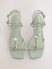 Green Forever Comfort® Square Toe Strappy Charm Heels - Image 7 of 10