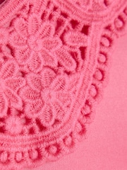 River Island Pink Younger Girls Collared Bow Back Dress - Image 3 of 4