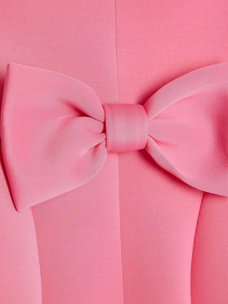 River Island Pink Younger Girls Collared Bow Back Dress - Image 4 of 4