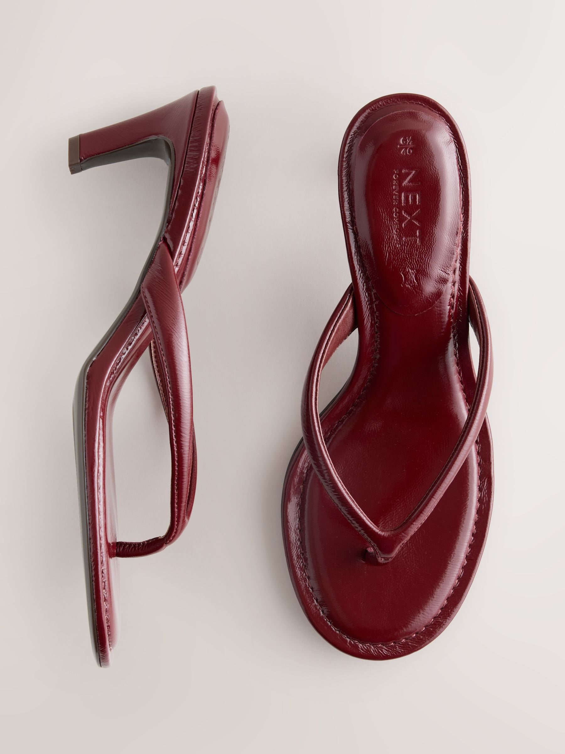 Burgundy Red Forever Comfort® Round Toe Leather Toe Post Heels