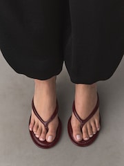 Burgundy Red Forever Comfort® Round Toe Leather Toe Post Heels - Image 4 of 10