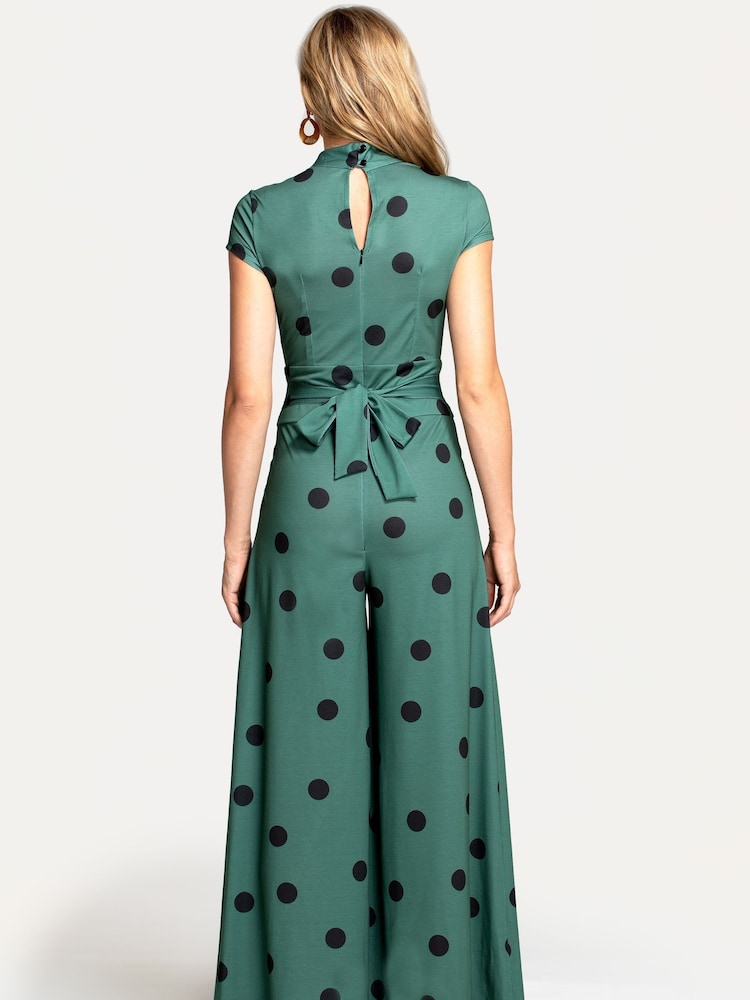 Hot Squash Green Jersey Wide Leg Jumpsuit - Image 2 of 4 Hot Squash Green Jersey Wide Leg Jumpsuit - Image 2 of 4