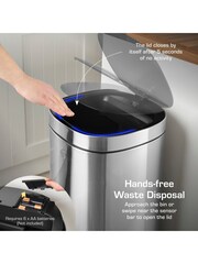 Swan Stainless Steel 50L Square Sensor Bin - Image 3 of 9