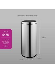 Swan Stainless Steel 50L Square Sensor Bin - Image 7 of 9