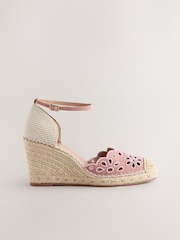 Pink Forever Comfort® Broderie Closed Toe Wedges - Image 1 of 10