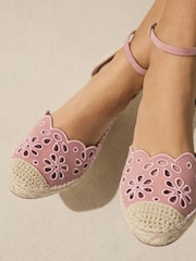 Pink Forever Comfort® Broderie Closed Toe Wedges - Image 6 of 10