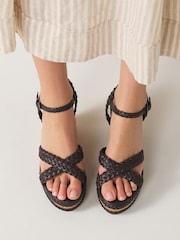 Chocolate Brown Forever Comfort® Plait Crossover Wedges - Image 1 of 8