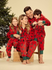 Hatley Red Trees On Kids Hooded Fleece Jumpsuit - Image 3 of 5