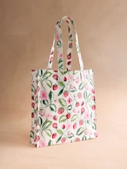 Cath Kidston Ecru Raspberry Garden Print Large Book Bag - Image 1 of 4