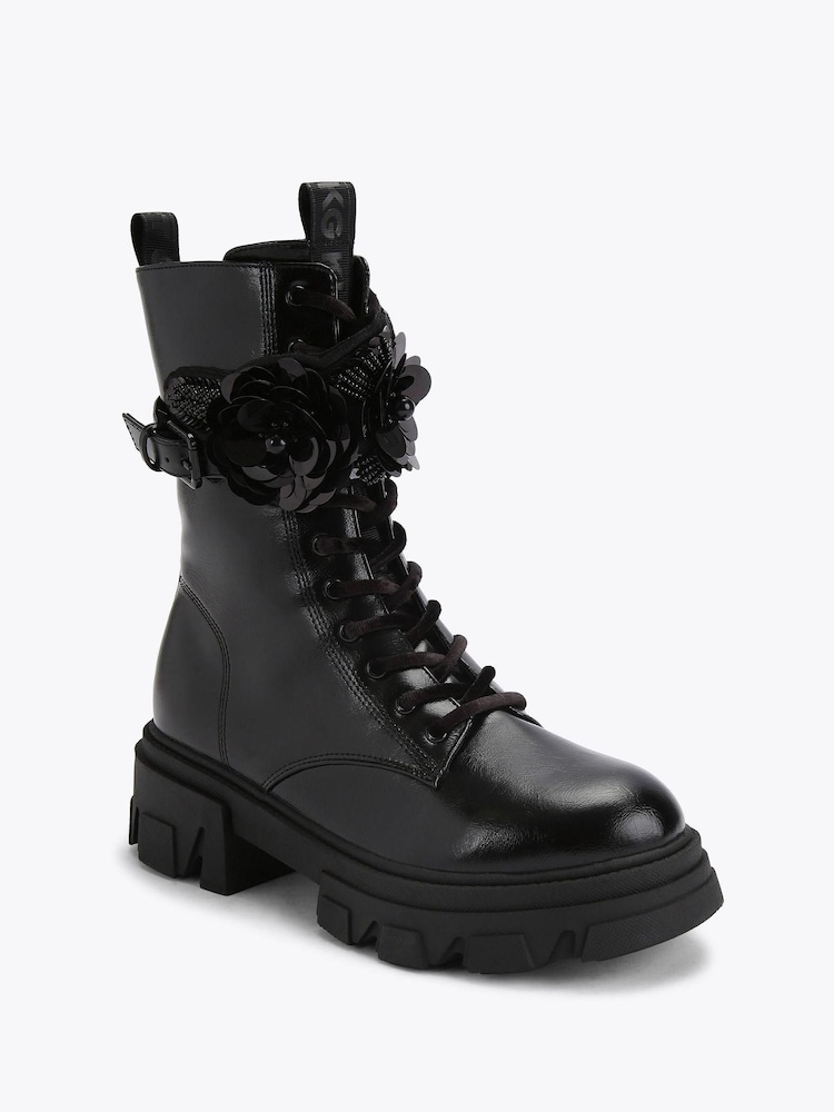KG Kurt Geiger Black Trekker Cuff Boots - Image 2 of 4 KG Kurt Geiger Black Trekker Cuff Boots - Image 2 of 4