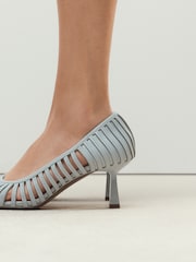 Chocolate Brown Forever Comfort® Striped Cutout Court Heels - Image 4 of 10