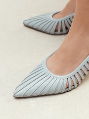 Chocolate Brown Forever Comfort® Striped Cutout Court Heels - Image 5 of 10