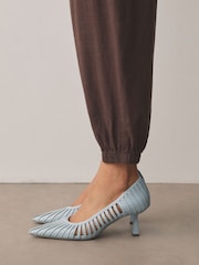 Chocolate Brown Forever Comfort® Striped Cutout Court Heels - Image 7 of 10