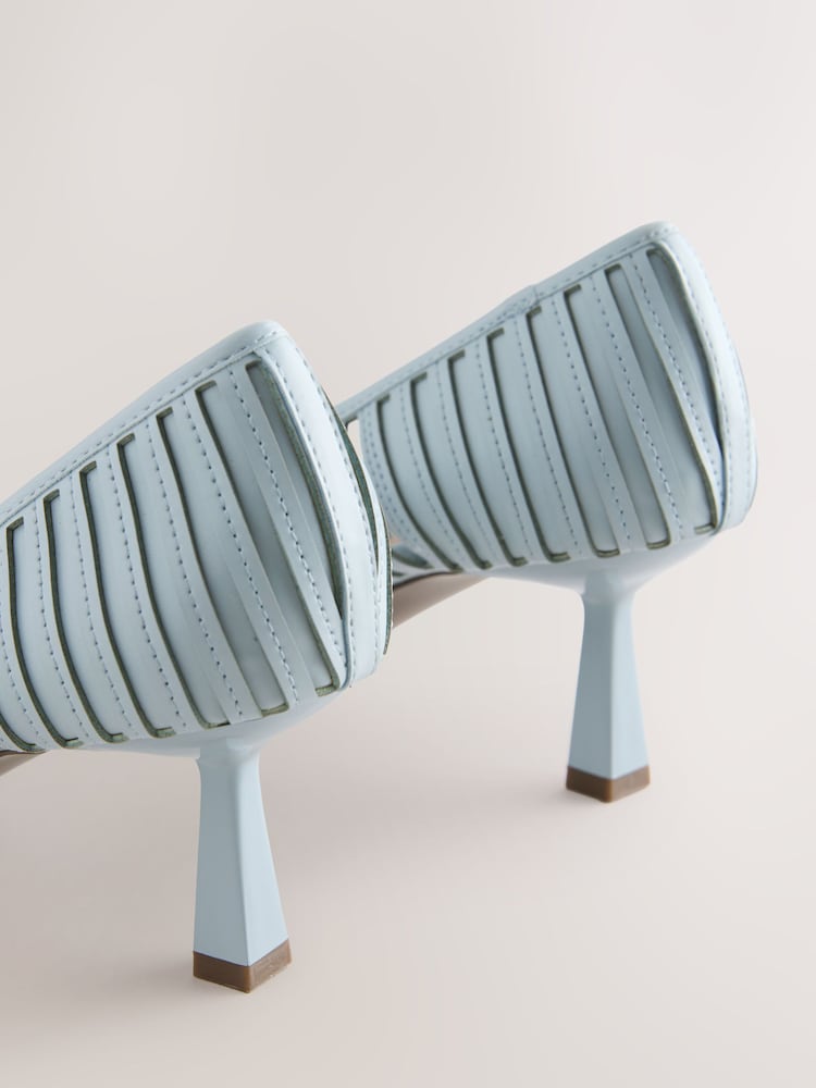 Light Blue Forever Comfort® Striped Cutout Court Heels - Image 9 of 9