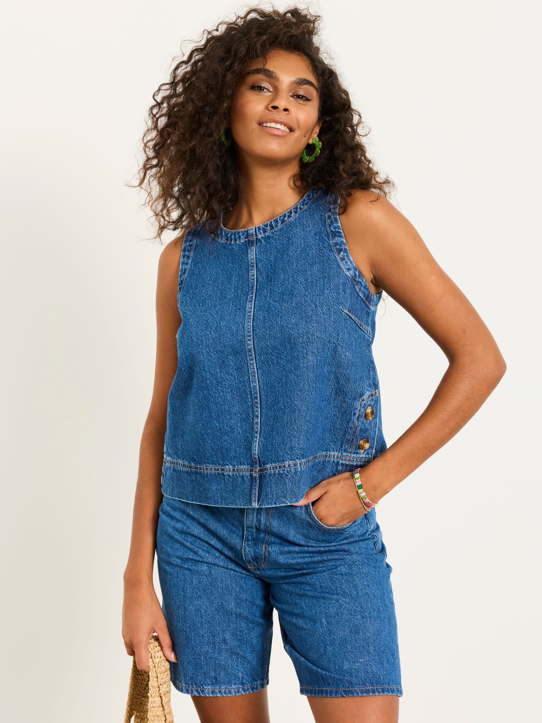 Fat Face Women's Denim Fatface Dara Sleeveless Blouse