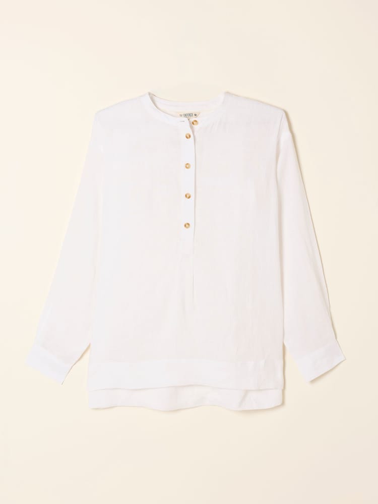 FatFace Julia White Linen Popover - Image 1 of 1