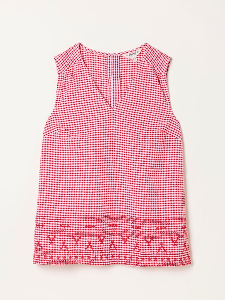 Koszulka na ramiączkach FatFace w kratkę gingham z haftem - Obraz 6 z 6