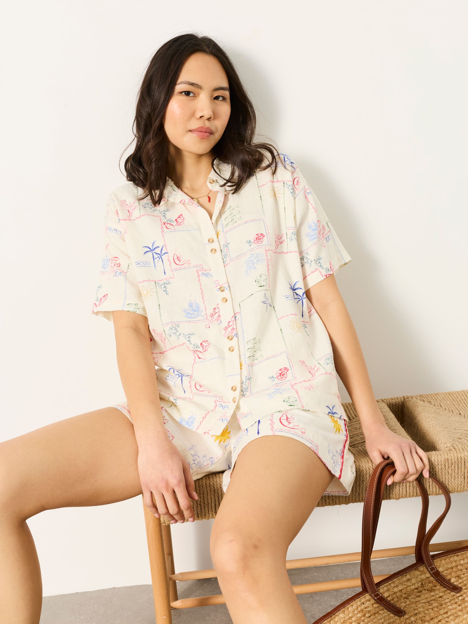 Fat Face Women's Ivory Sea Postcard Fatface Kara Shirt