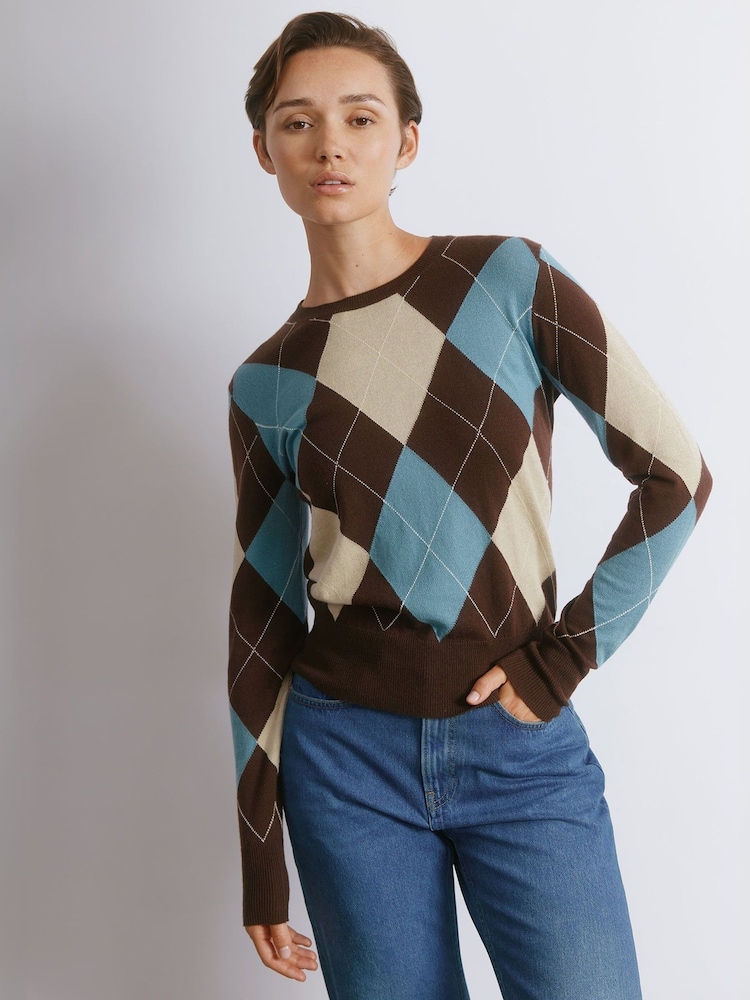 Albaray Blue Argyll Jumper - Image 1 of 4 Albaray Blue Argyll Jumper - Image 1 of 4