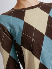 Albaray Blue Argyll Jumper - Image 3 of 4