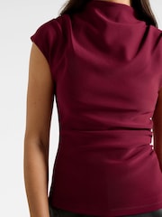 Forever New Purple Leenah High Neck Crepe Top - Image 4 of 5