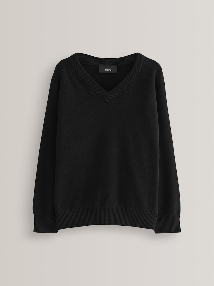 Black. Knitted V-Neck School Jumper (3-16yrs) - Image 1 of 10 Black. Knitted V-Neck School Jumper (3-16yrs) - Image 1 of 10