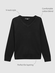 Črna. - Pleten šolski pulover z V-izrezom (3-16let) - Slika 3 iz 8