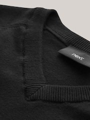 Črna. - Pleten šolski pulover z V-izrezom (3-16let) - Slika 5 iz 8