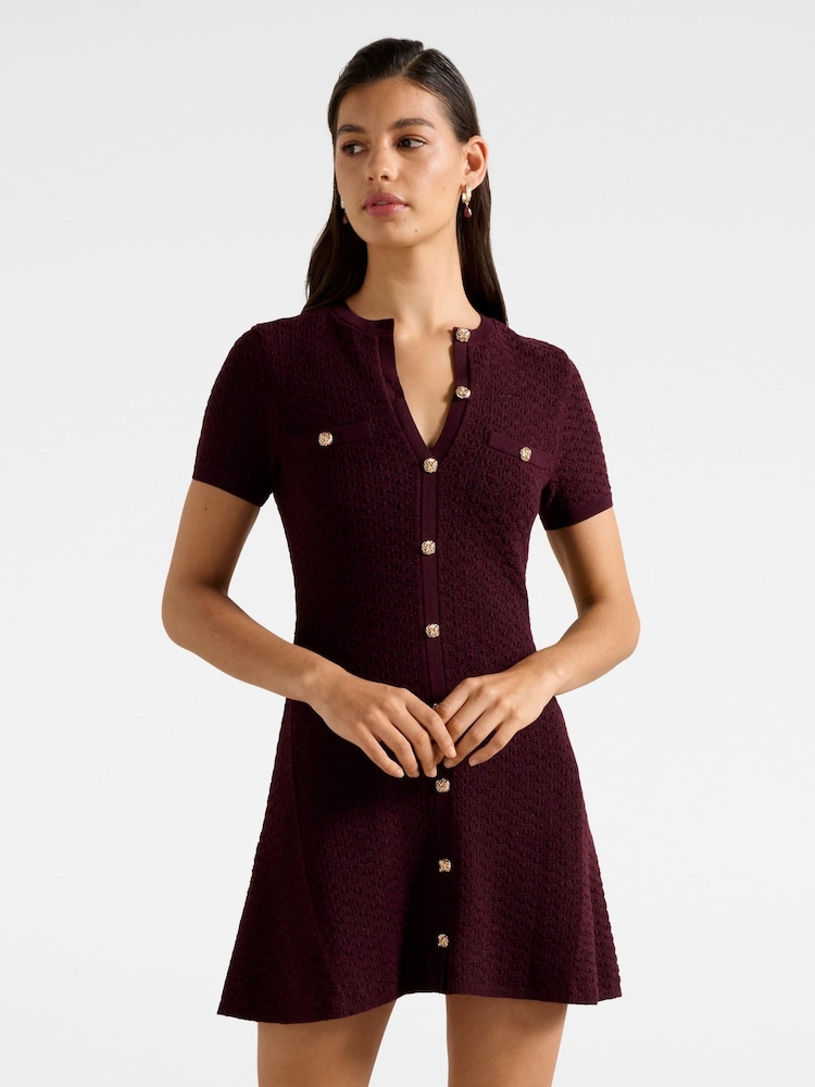 Forever New Purple Rosa Stitch Interest Knitted Mini Dress - Image 2 of 5 Forever New Purple Rosa Stitch Interest Knitted Mini Dress - Image 2 of 5