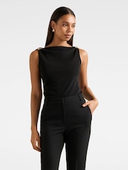 Forever New Black Cleo Hardware Detail Cowl Neck Top - Image 1 of 5