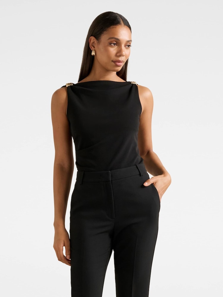 Forever New Black Cleo Hardware Detail Cowl Neck Top - Image 1 of 5