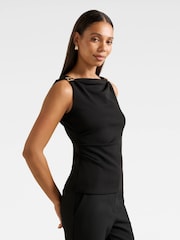 Forever New Black Cleo Hardware Detail Cowl Neck Top - Image 4 of 5