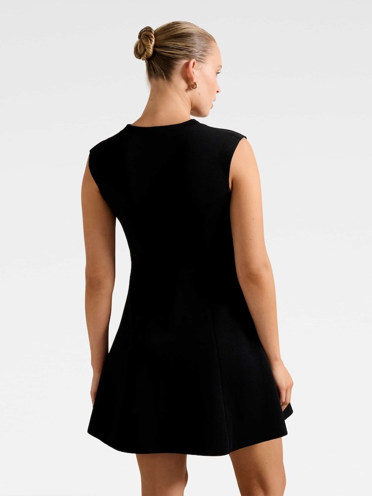 Forever New Black Katerina Crepe Knitted Mini Dress - Image 2 of 5 Forever New Black Katerina Crepe Knitted Mini Dress - Image 2 of 5