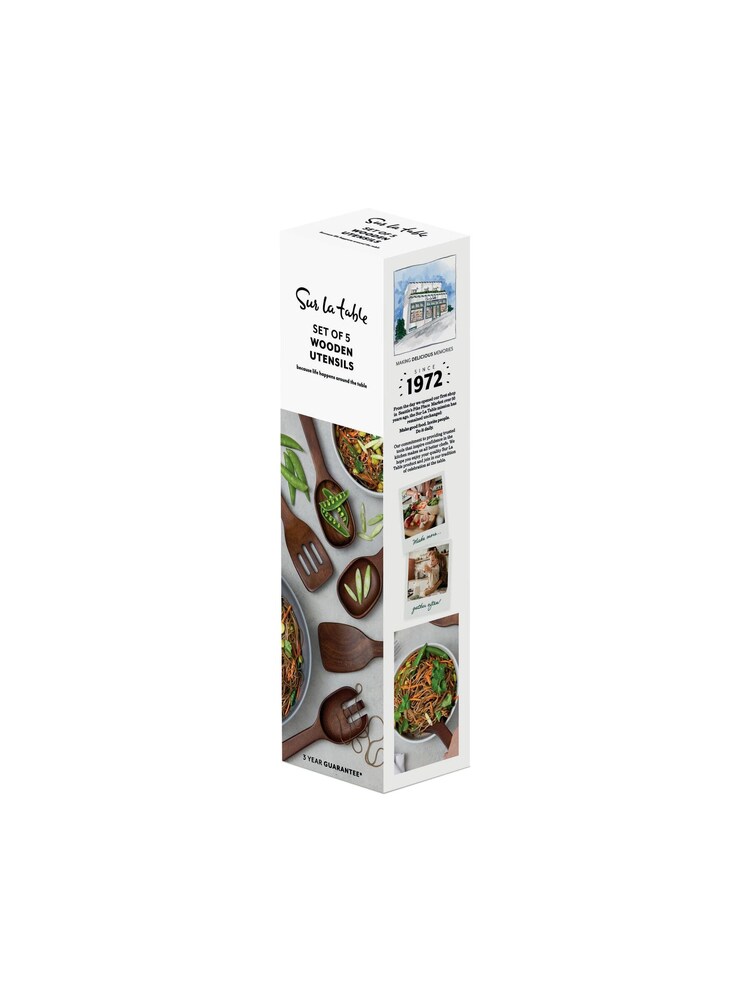 Sur La Table Set of 5 Walnut Wooden Utensils - Image 9 of 9