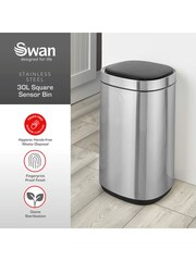 Swan Stainless steel 30L Square Sensor Bin - Image 2 of 9