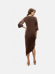 Hot Squash Velvet Ruched Party Brown Dress - Image 4 of 5