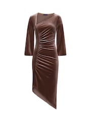 Hot Squash Velvet Ruched Party Brown Dress - Image 5 of 5