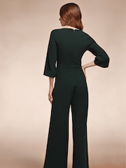 Hot Squash Green Ruched Jumpsuit with Sleeves - Image 2 of 7