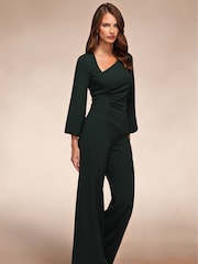 Hot Squash Green Ruched Jumpsuit with Sleeves - Image 3 of 7