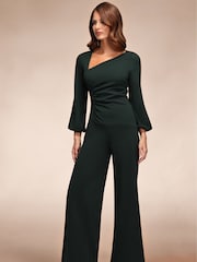 Hot Squash Green Ruched Jumpsuit with Sleeves - Image 5 of 7