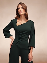 Hot Squash Green Ruched Jumpsuit with Sleeves - Image 6 of 7