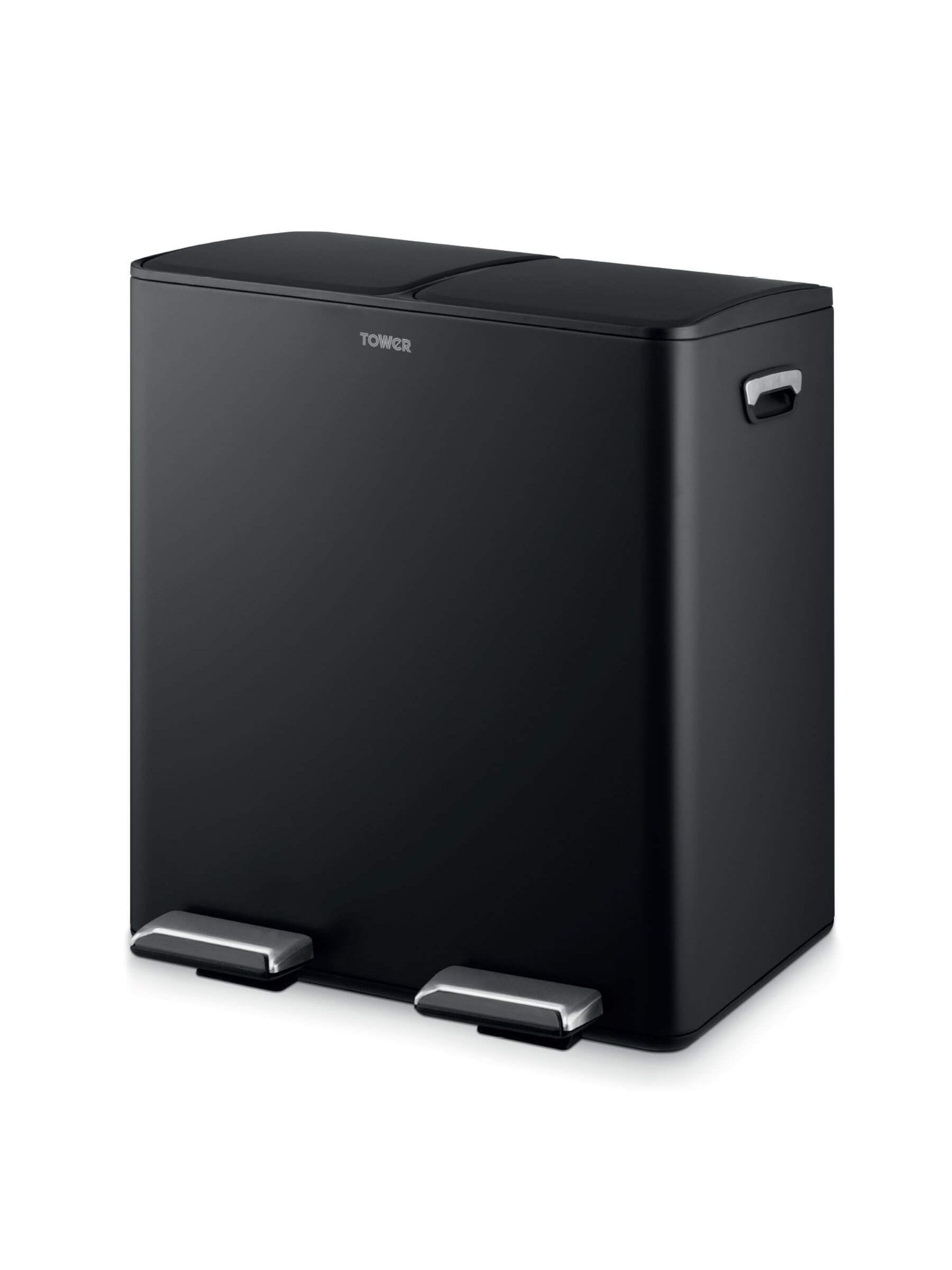 Tower  40L Recycling Pedal Bin - Black - Medium - Image 6