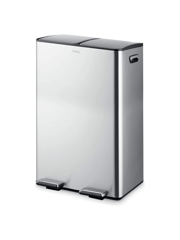 Tower Stainless Steel 60L Pedal Bin, 2 x 30L - Image 1 of 8