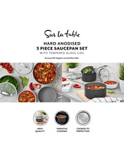 Sur La Table Grey Hard Anodised Saucepan 3 Piece Set - Image 2 of 9